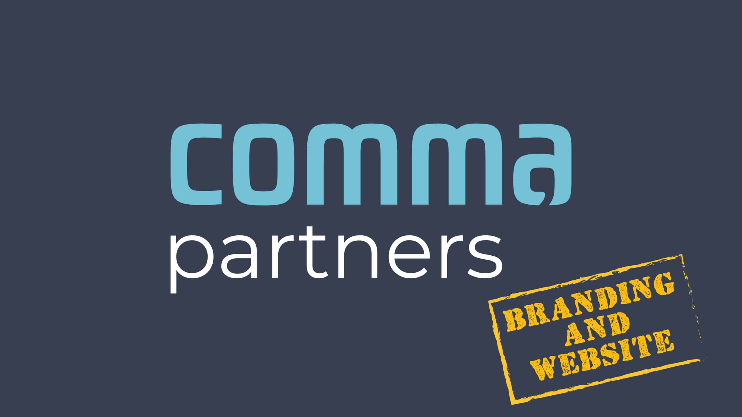 The Comma Partners logo with a 'Branding and Website' stamp
