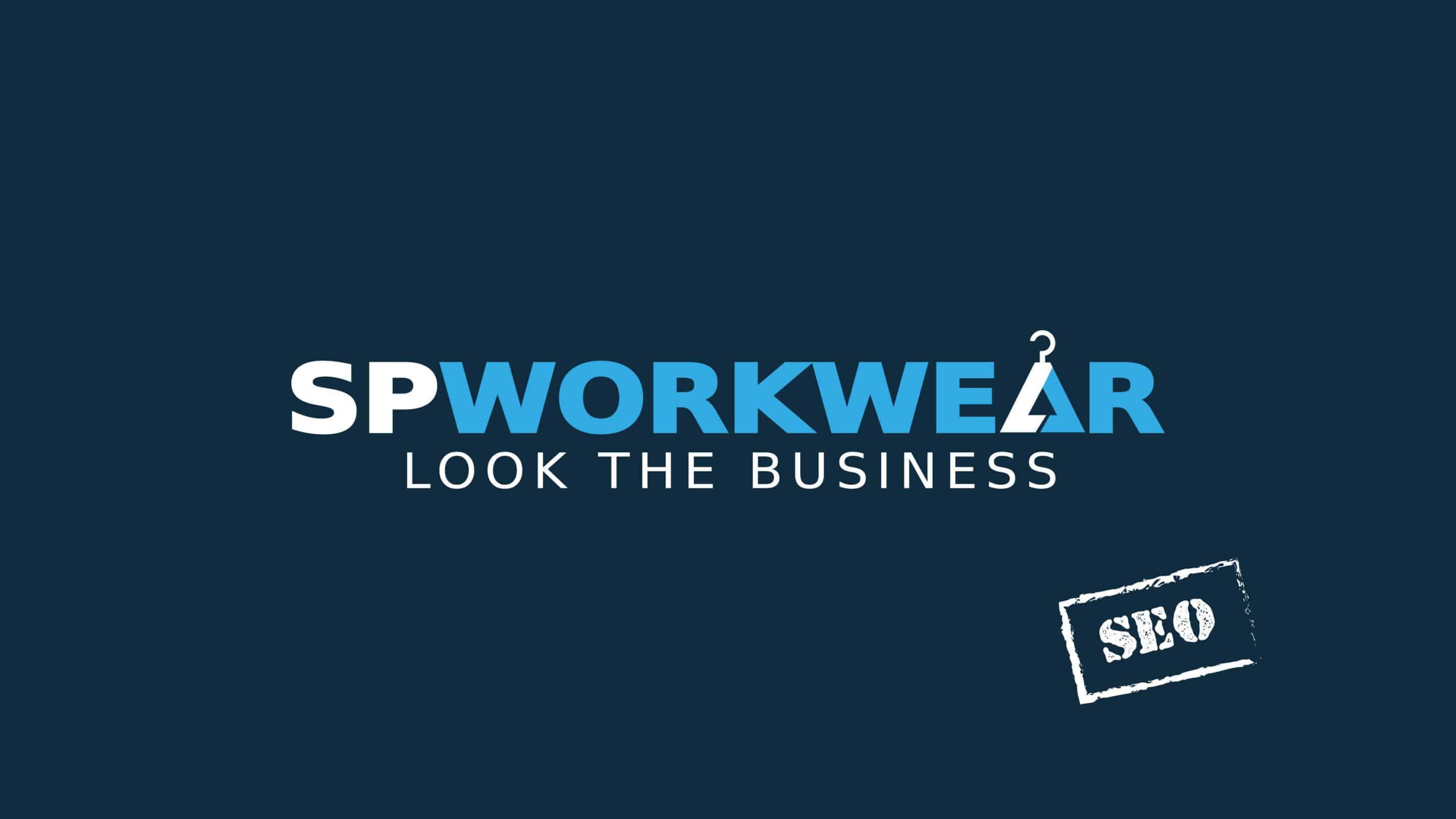 The SP Workwear logo with an 'seo' stamp