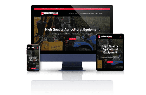 Agri Mech's Wordpress Website shown on Desktop, Tablet and Mobile devices