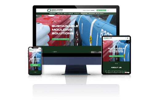 Oaklands Plastics' Wordpress Website shown on Desktop, Tablet and Mobile devices