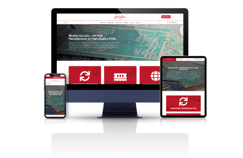 Wrekin Circuit's Wordpress Website shown on Desktop, Tablet and Mobile devices