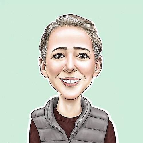 An illustration of Jenny with a light green background