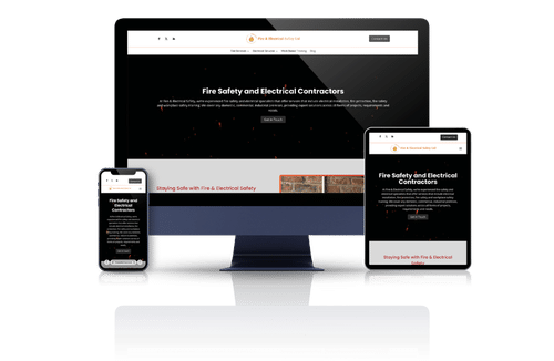 Fire & Electrical Safety's Wordpress Website shown on Desktop, Tablet and Mobile devices
