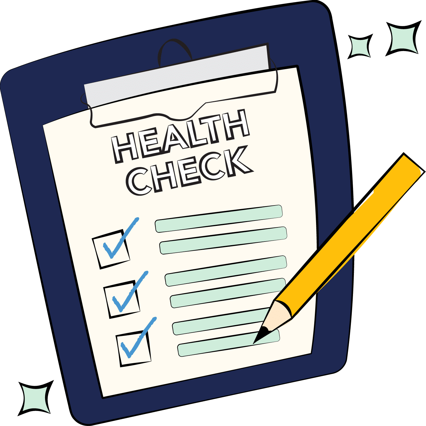 A graphic of a checklist used to create a website content health check.